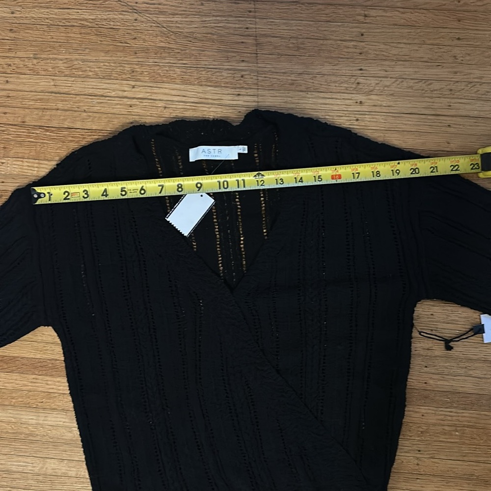 ASTR the Label Black Faux Wrap Pointelle Knit Sweater - Picture 15 of 16